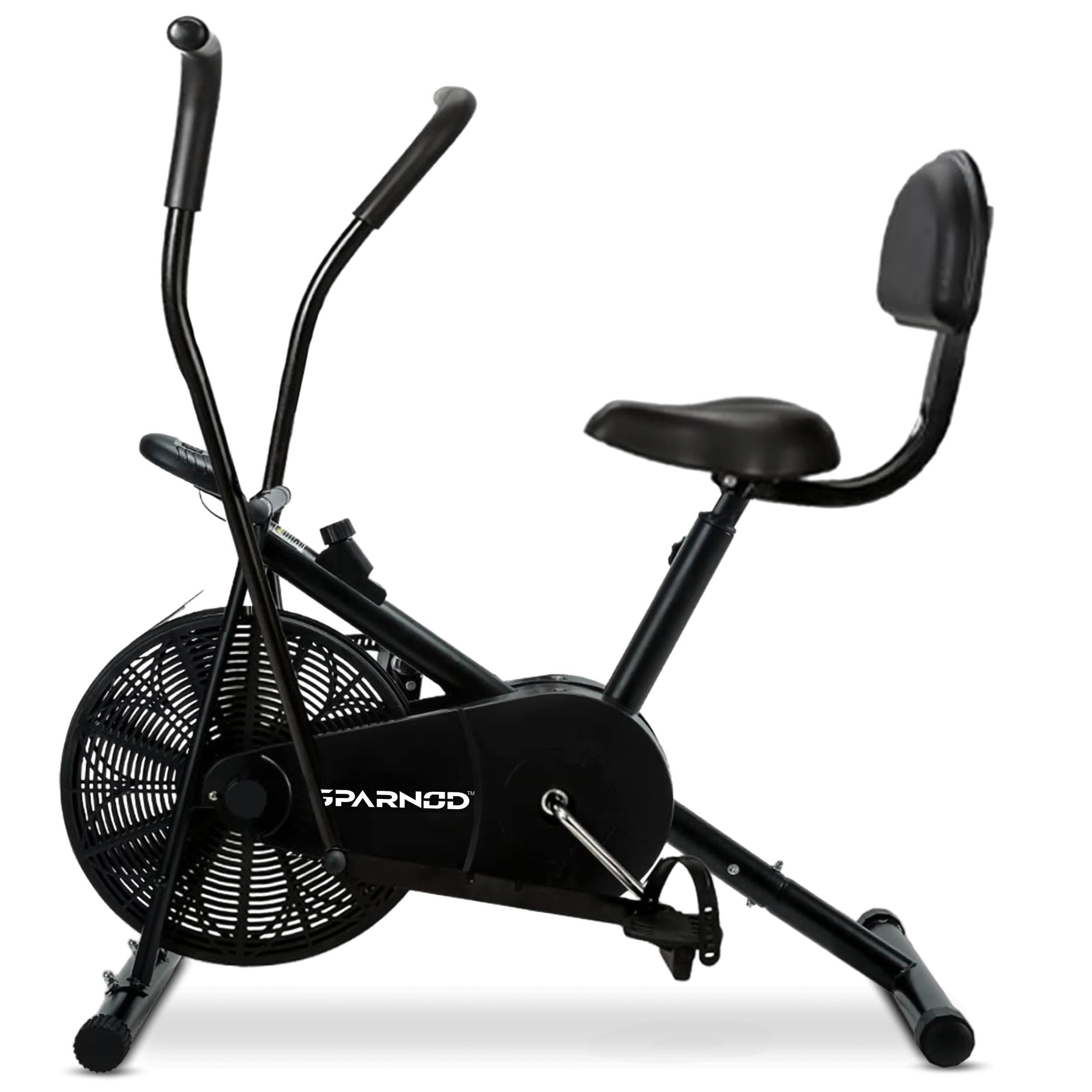 Sparnod Fitness SAB-05 Air Bike – Full-Body Dual-Action Cycle w/ Back Support & LCD Tracking