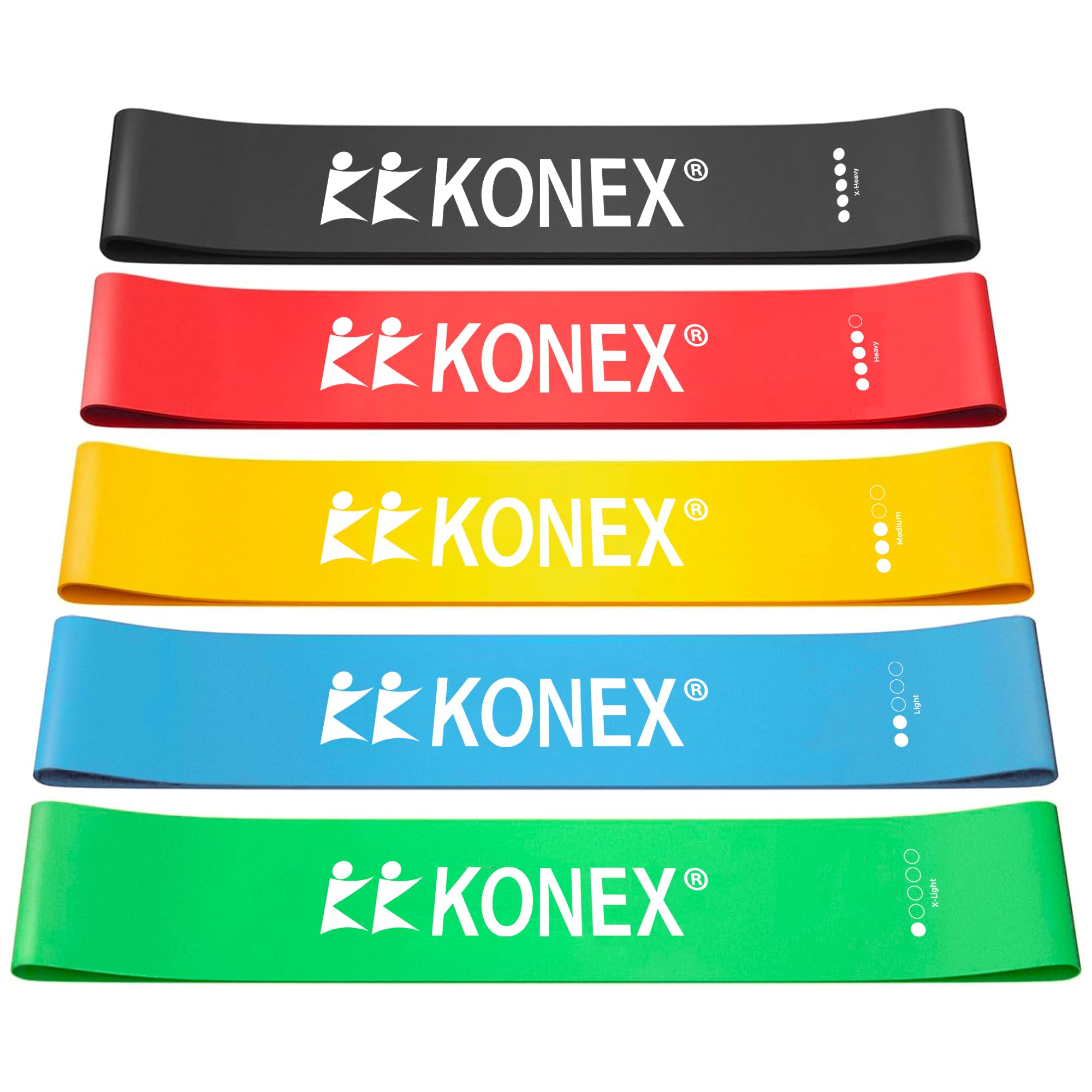 Konex Multi-Colored Loop Resistance Bands – 5-Pack for Home, Gym, Stretching & Pull-Up Assistance