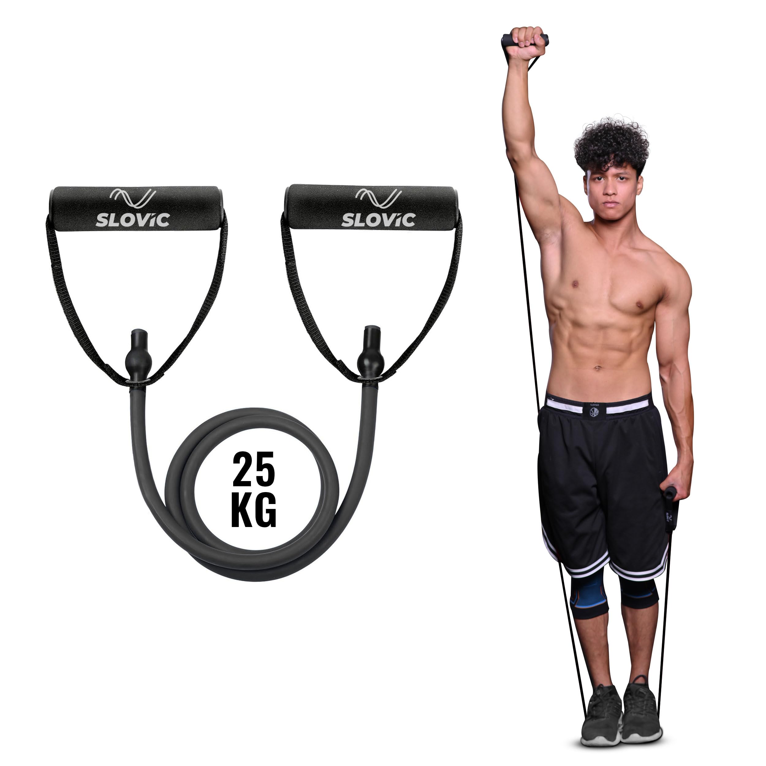 SLOVIC 25 kg Resistance Tube – Natural Latex Band with Foam Handles & Door Anchor