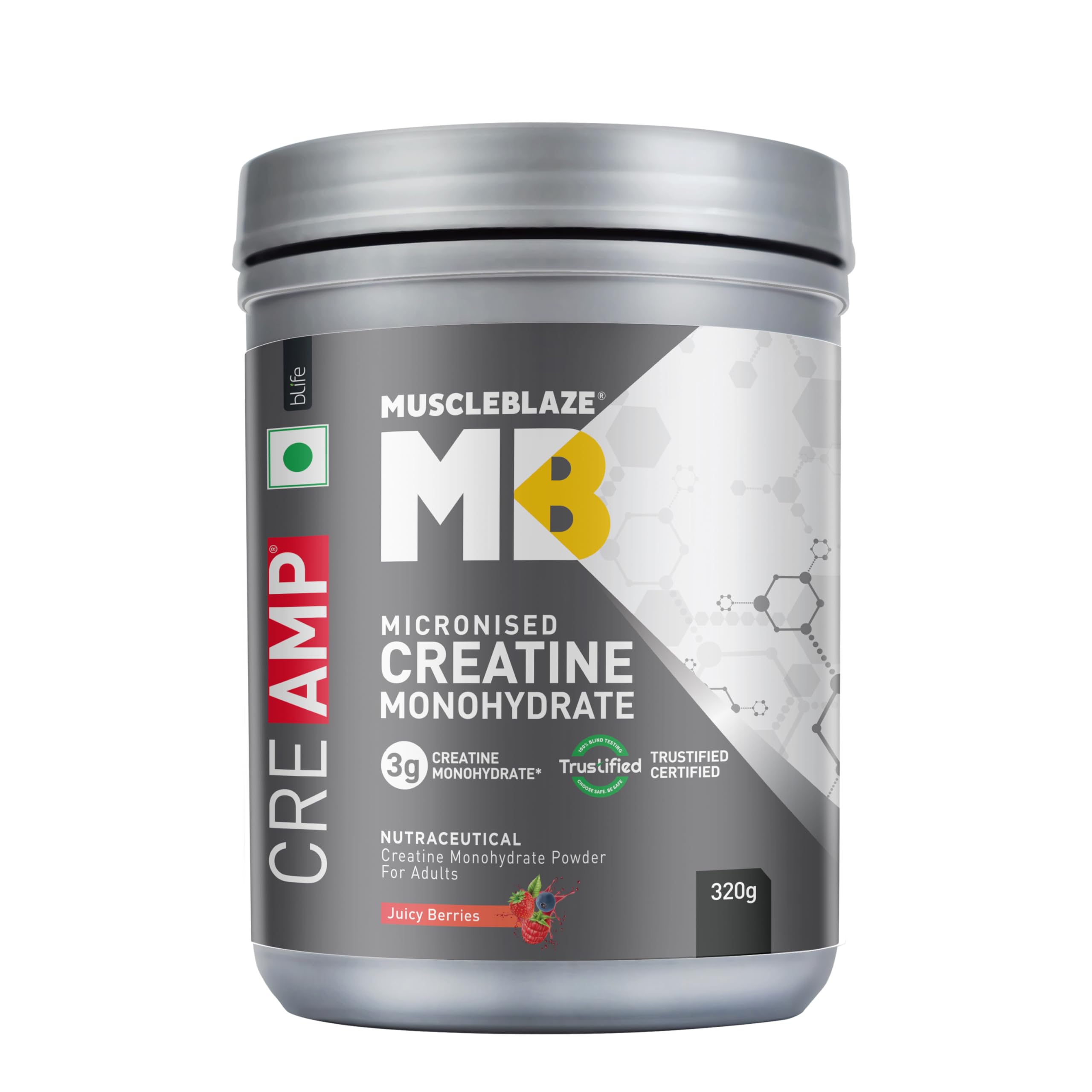MuscleBlaze CreAMP Micronised Creatine Monohydrate – Trustified Certified, Unflavoured / Flavored, High Absorption Formula