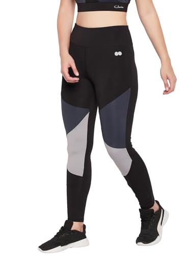 Clovia High-Rise Colourblocked Active Leggings – 4-Way Stretch, Quick-Dry Tights