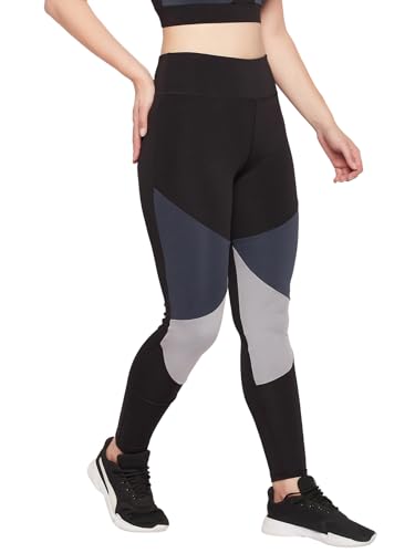 Clovia High-Rise Colourblocked Active Leggings – 4-Way Stretch, Quick-Dry Tights