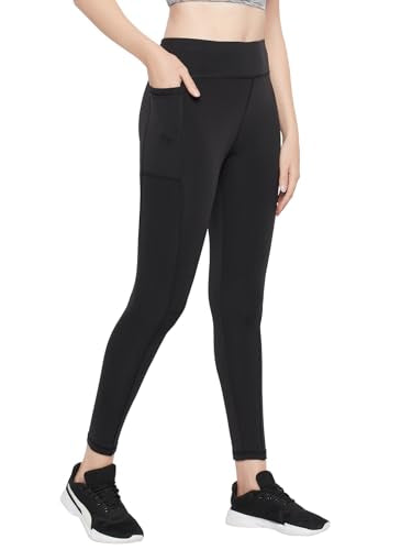 Clovia High-Rise Activewear Tights – Ankle-Length, Polyester-Spandex for Flexibility & Mobility