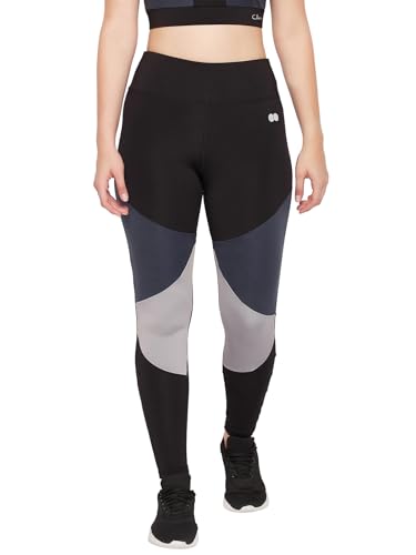 Clovia High-Rise Colourblocked Active Leggings – 4-Way Stretch, Quick-Dry Tights
