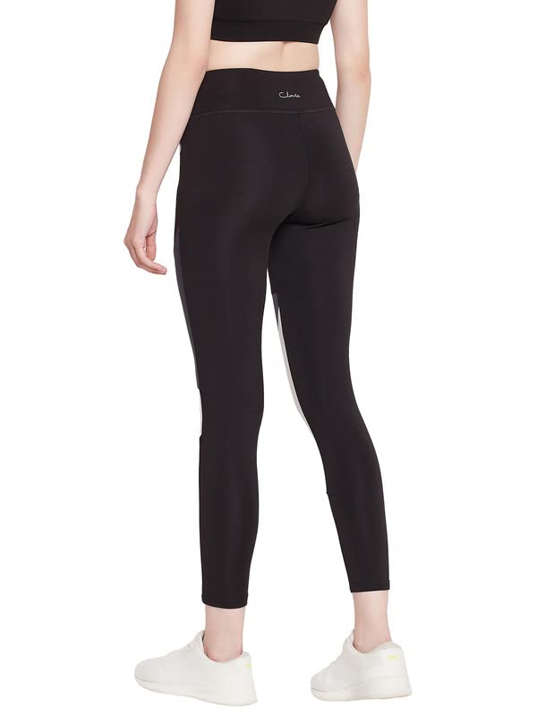 Clovia High-Rise Colourblocked Active Leggings – 4-Way Stretch, Quick-Dry Tights