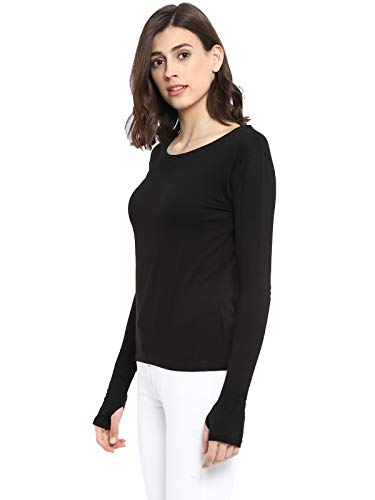 Ap'pulse Women's Long Sleeve Thumbopen T-Shirt – Black