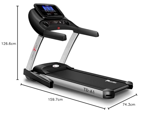 PowerMax Fitness TD-A1 Motorized Folding Treadmill – 6 HP Peak, 15-Level Auto-Incline, 14 km/h, Bluetooth & Speakers