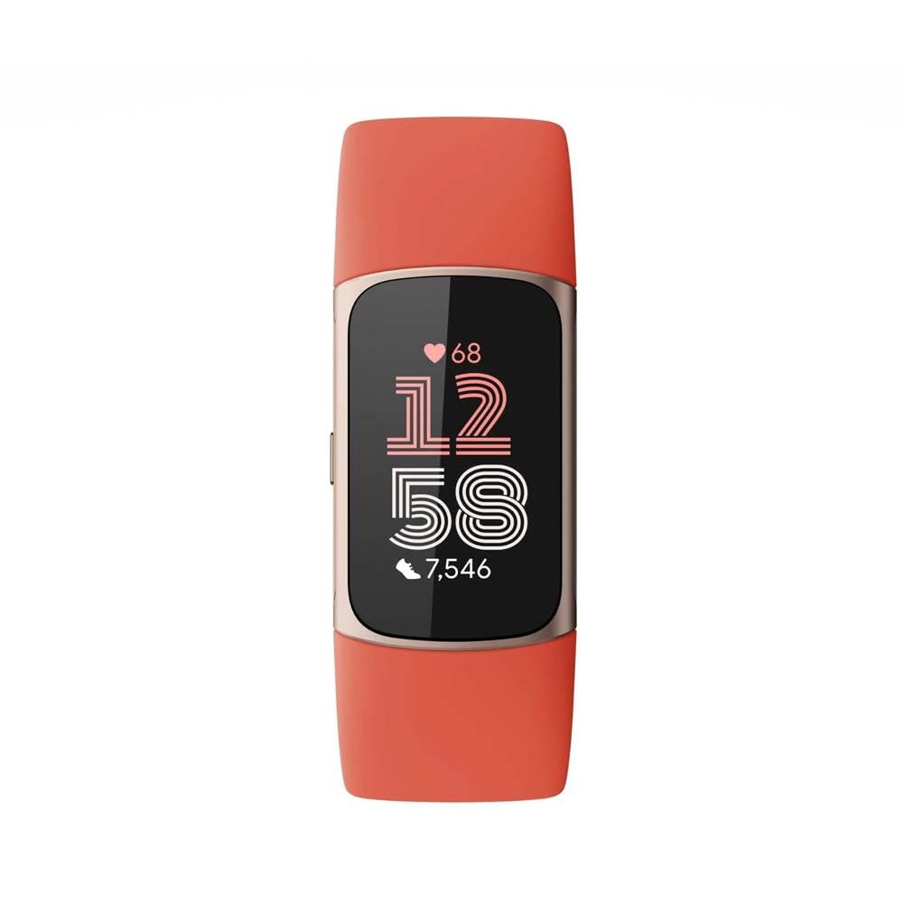 Fitbit Charge 6 Fitness Tracker – Coral / Champagne Gold Aluminum, Built-in GPS & Google Apps