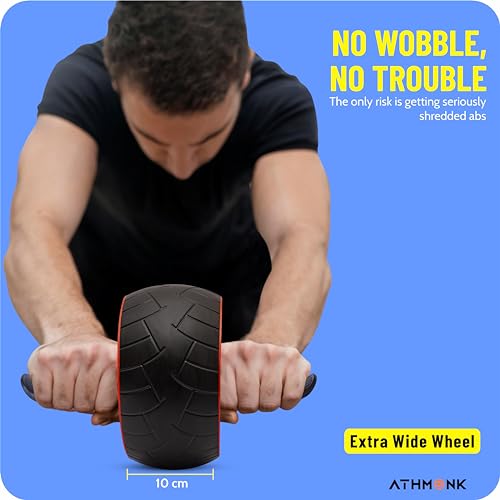 Athmonk Abs Wheel Exerciser – Automatic Rebound Ab Roller for Core Strength, Belly Fat Reduction & Full-Body Toning (Includes Knee Pad & Carry Pouch)