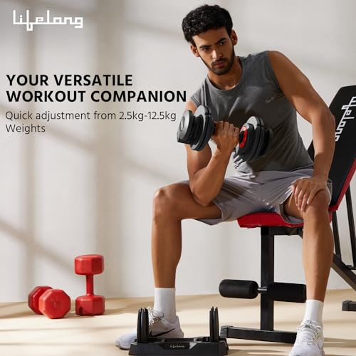 Lifelong Adjustable Dumbbells – 2.3 kg to 20 kg in One Compact Set