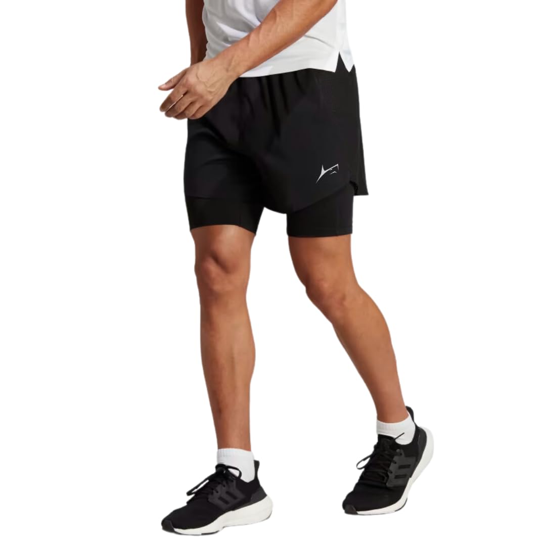 PROSHARX Men's 2-in-1 Active Dual Shorts with Inner Tights Layer – Black