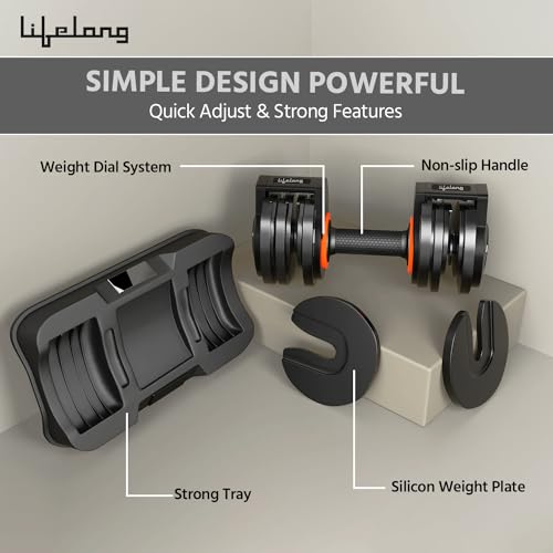 Lifelong Adjustable Dumbbells – 2.3 kg to 20 kg in One Compact Set