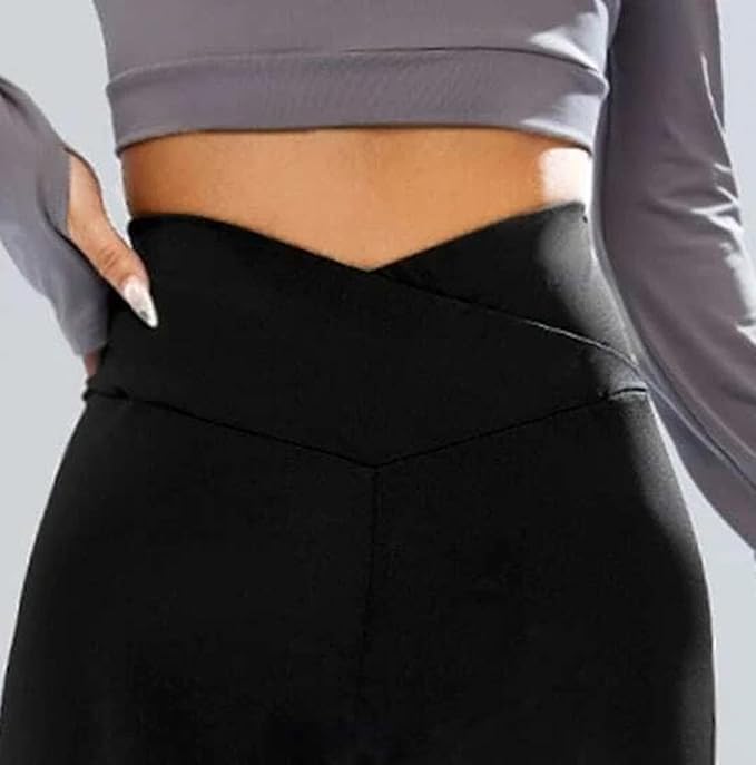 Imperative High-Waist Stretchable Gym Leggings – Crossover Belt, Women & Girls Activewear