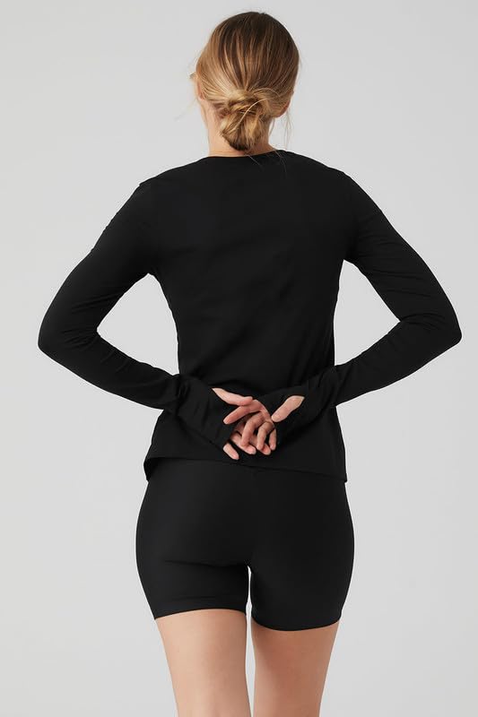Ap'pulse Women’s Solid Slim Fit Cotton T-Shirt – Round Neck, Carbon Black