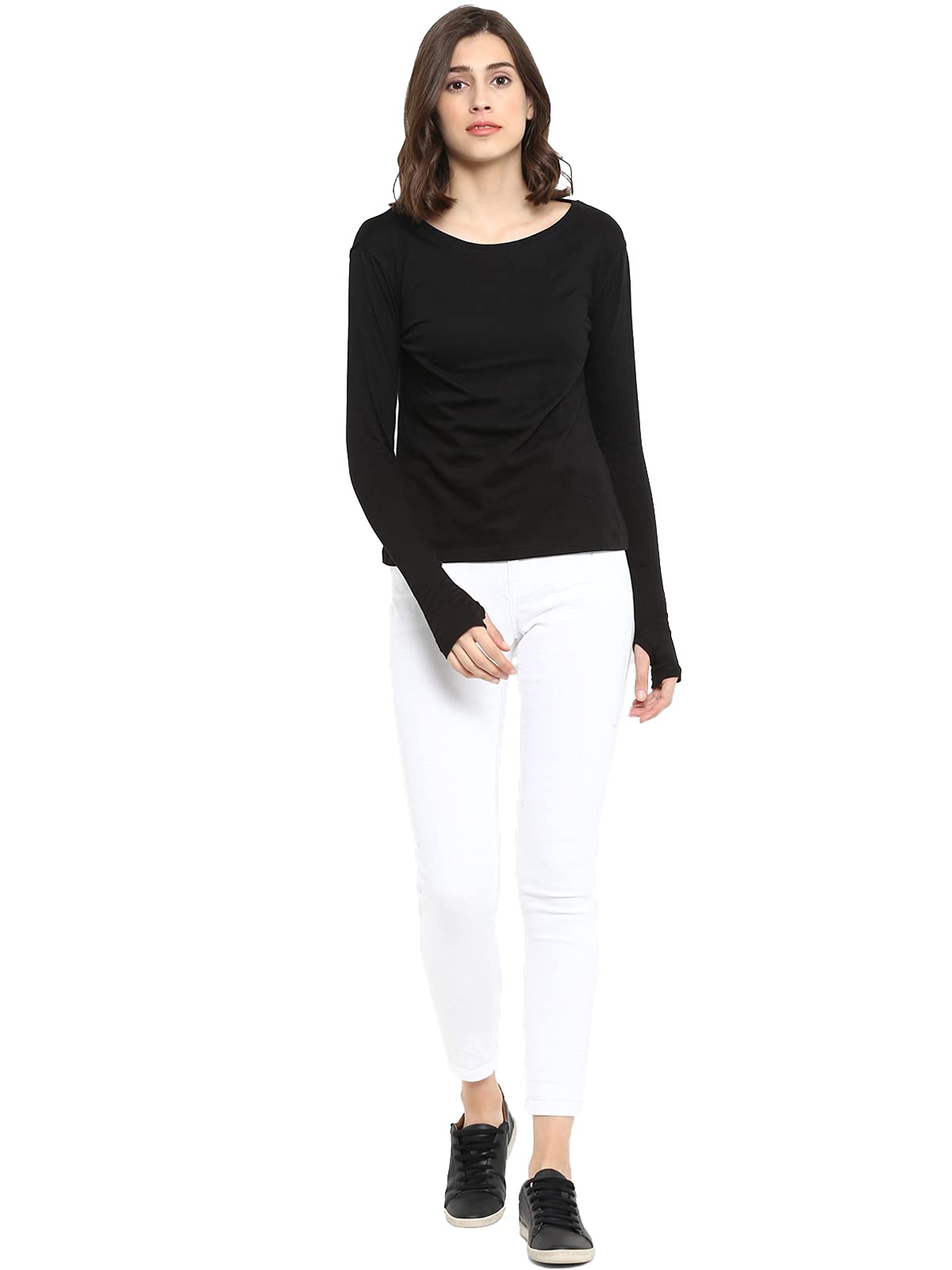 Ap'pulse Women's Long Sleeve Thumbopen T-Shirt – Black