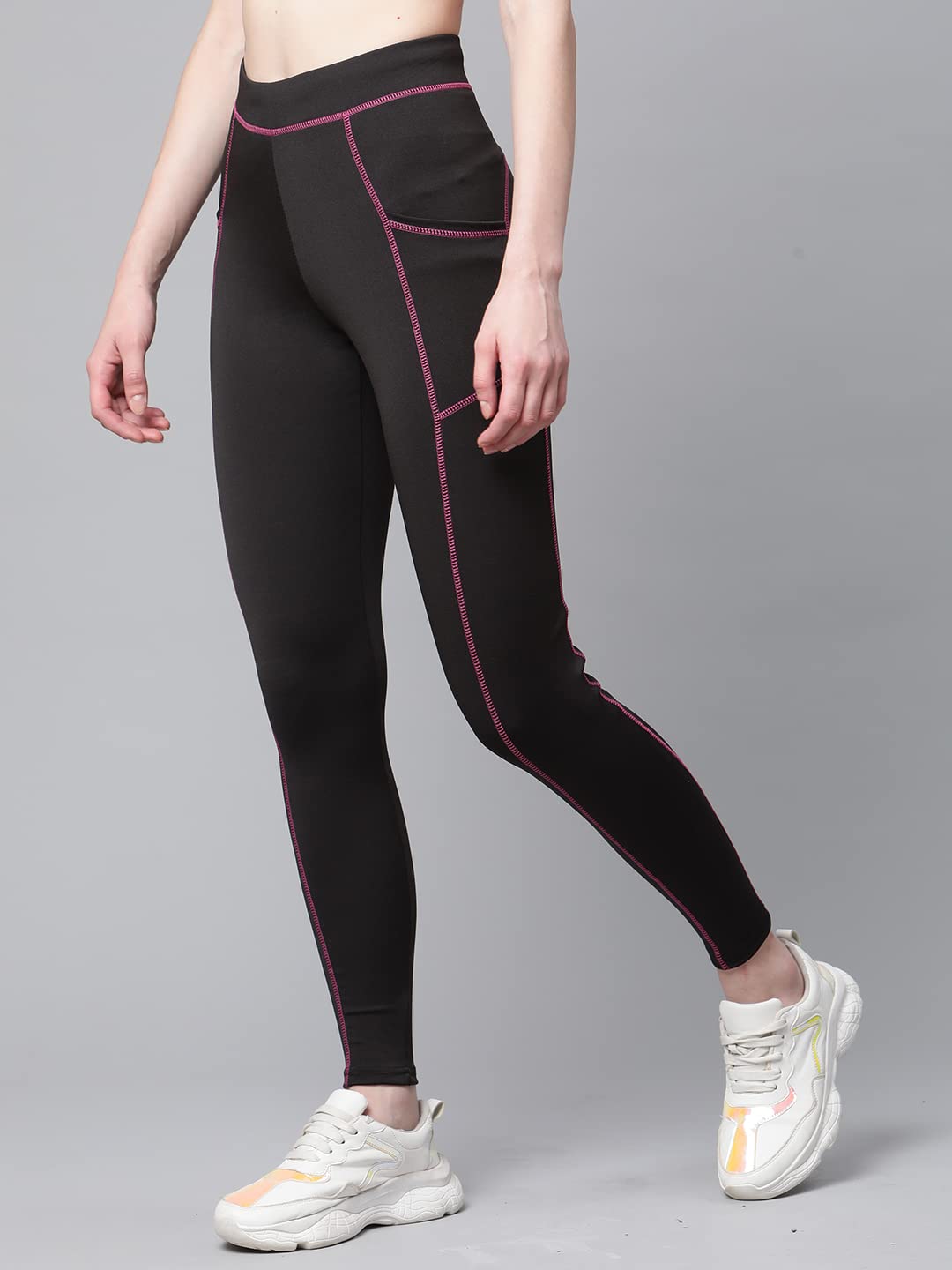 BLINKIN Women's Stretchable See-Through Workout Leggings – High-Waist, Black