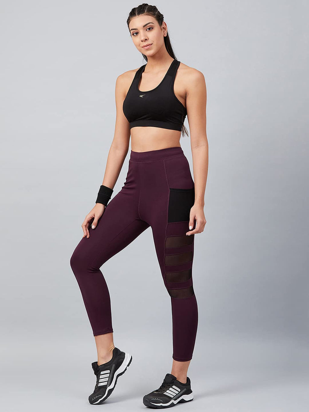 BLINKIN Women’s Stretchable Leggings with Side Pockets – Maroon, Size 32