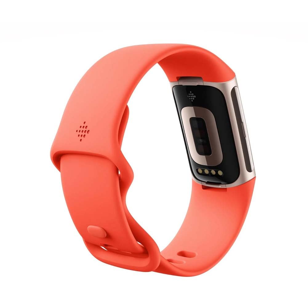 Fitbit Charge 6 Fitness Tracker – Coral / Champagne Gold Aluminum, Built-in GPS & Google Apps