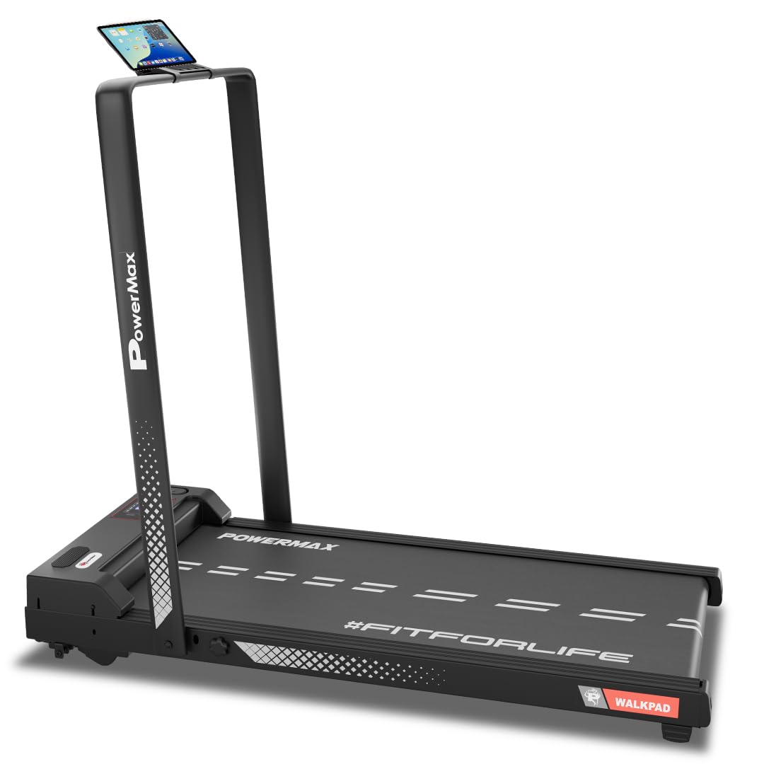 PowerMax Fitness WALKPAD Motorized Folding Treadmill – 3 HP Peak, 10 km/h, 1000×400 mm Deck, Remote & LED Display