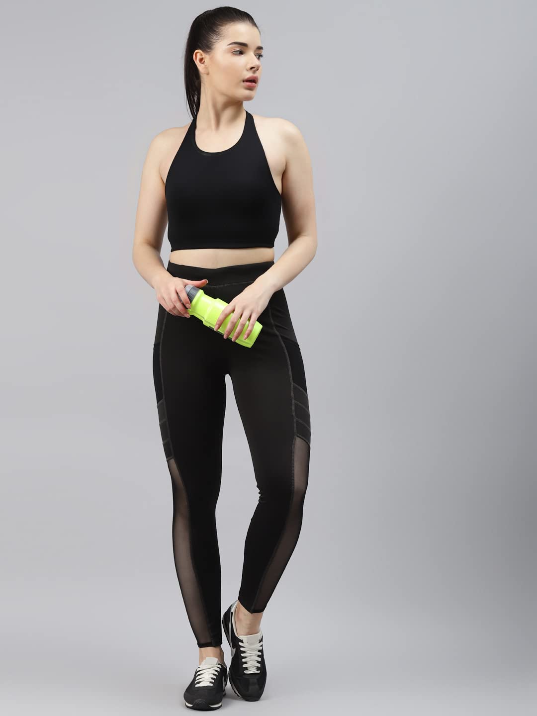 BLINKIN Women’s High-Stretch Leggings with Functional Side Pockets – Black (2XL)