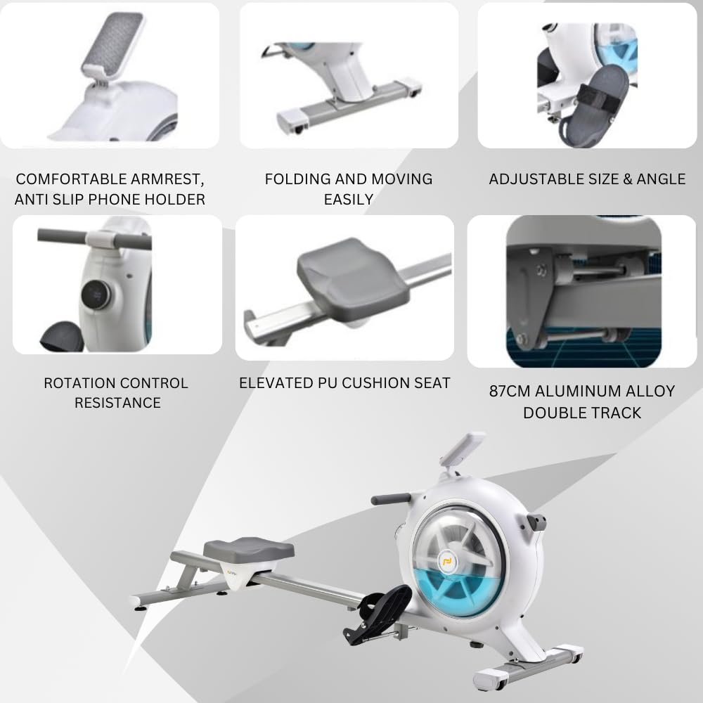 LETS Water Rower – Dual Water & Magnetic Resistance, Foldable Design, 120 kg Capacity
