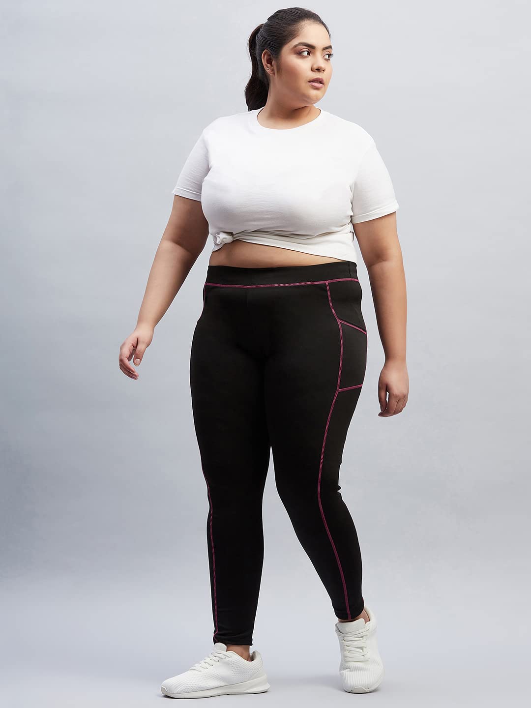 BLINKIN Women's Stretchable See-Through Workout Leggings – High-Waist, Black
