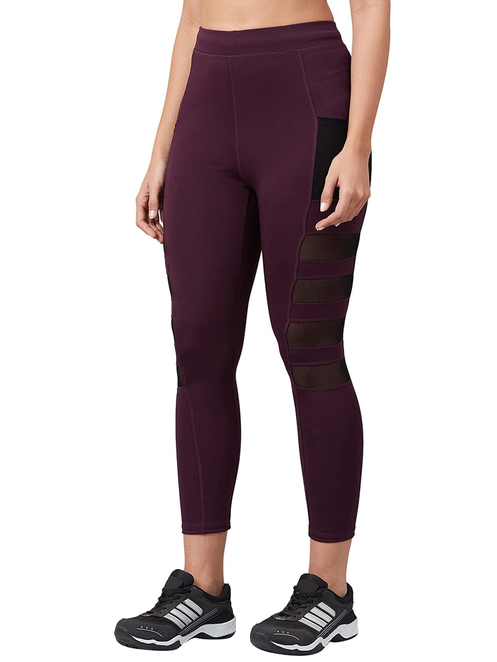 BLINKIN Women’s Stretchable Leggings with Side Pockets – Maroon, Size 32