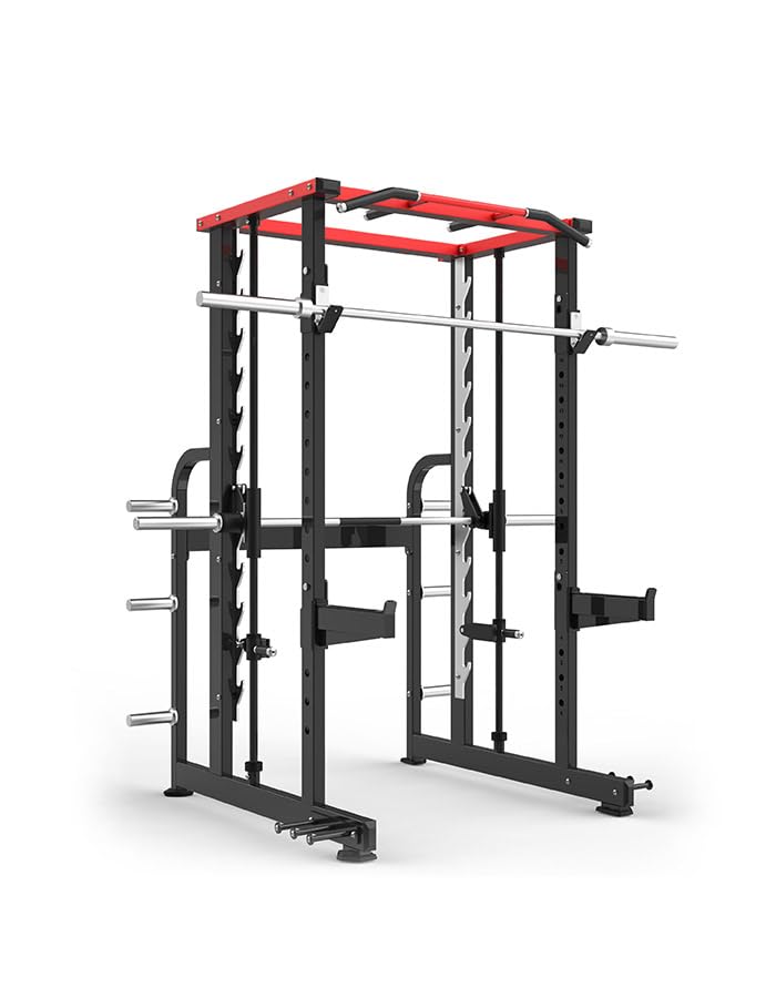Gamma Fitness PRS-201 Luxury Power Squat Rack with Smith Machine – 2.5″ Laser-Cut Steel, J-Hooks, Pull-Up, Band/TRX Hooks