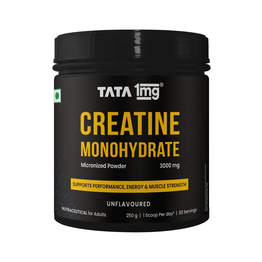 TATA 1MG Creatine Monohydrate – 100% Pure, Micronized & Unflavoured | No Additives • No Preservatives • Fast Absorption