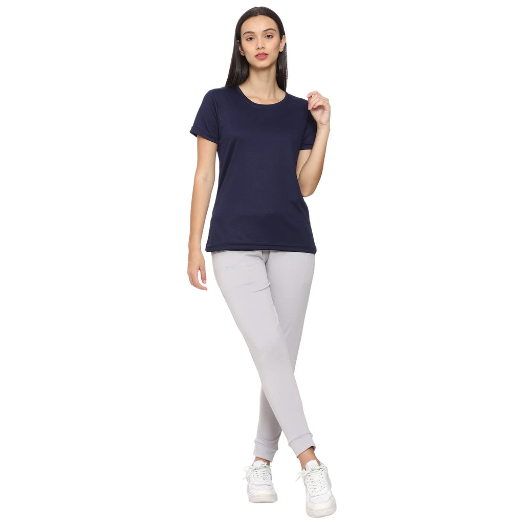 Urban Komfort Women's Navy Blue Split-Back Workout T-Shirt – Size 2XL