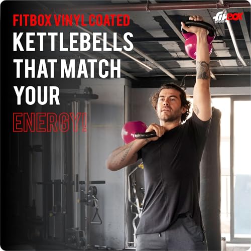 FitBox Sports Premium Kettlebell – 8kg, Blitz Blue – Durable Cast Iron Vinyl Coated Weight for Strength Training