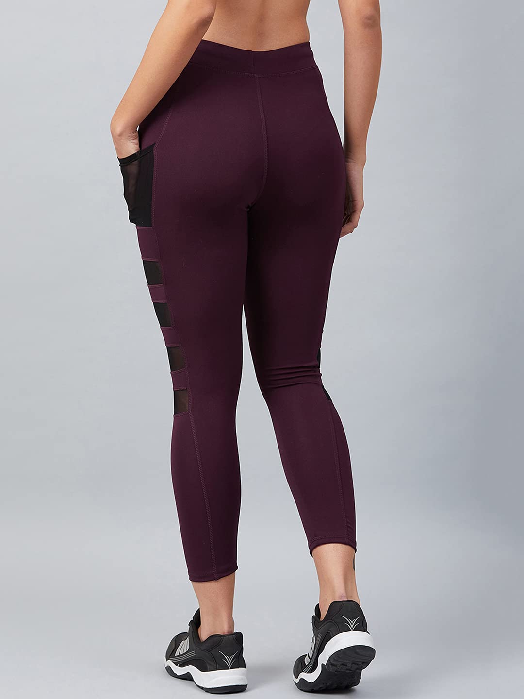 BLINKIN Women’s Stretchable Leggings with Side Pockets – Maroon, Size 32