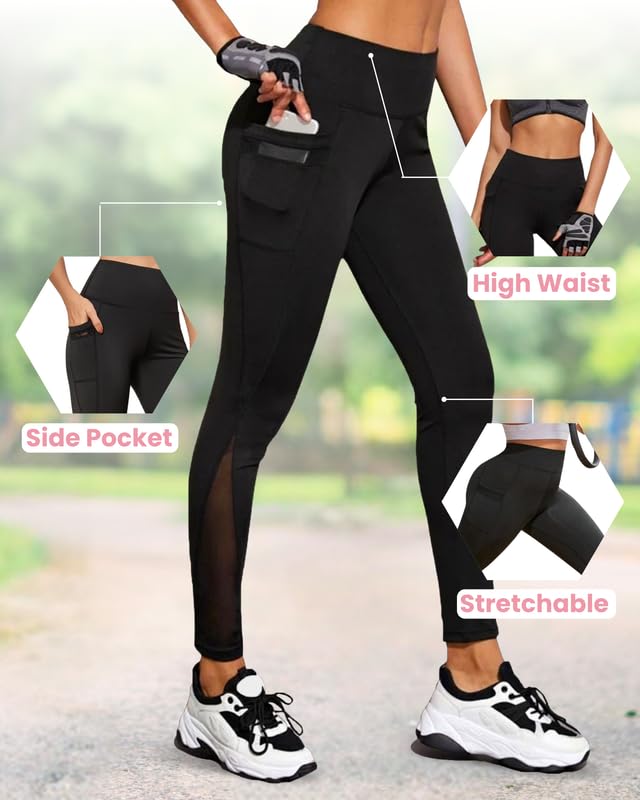 BLINKIN High-Waist Stretchable Gym Leggings – Black, Teen & Girls Activewear