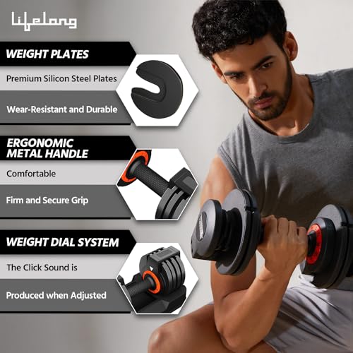 Lifelong Adjustable Dumbbells – 2.3 kg to 20 kg in One Compact Set