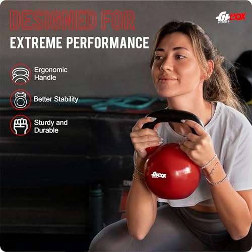 FitBox Sports Premium Kettlebell – 8kg, Blitz Blue – Durable Cast Iron Vinyl Coated Weight for Strength Training