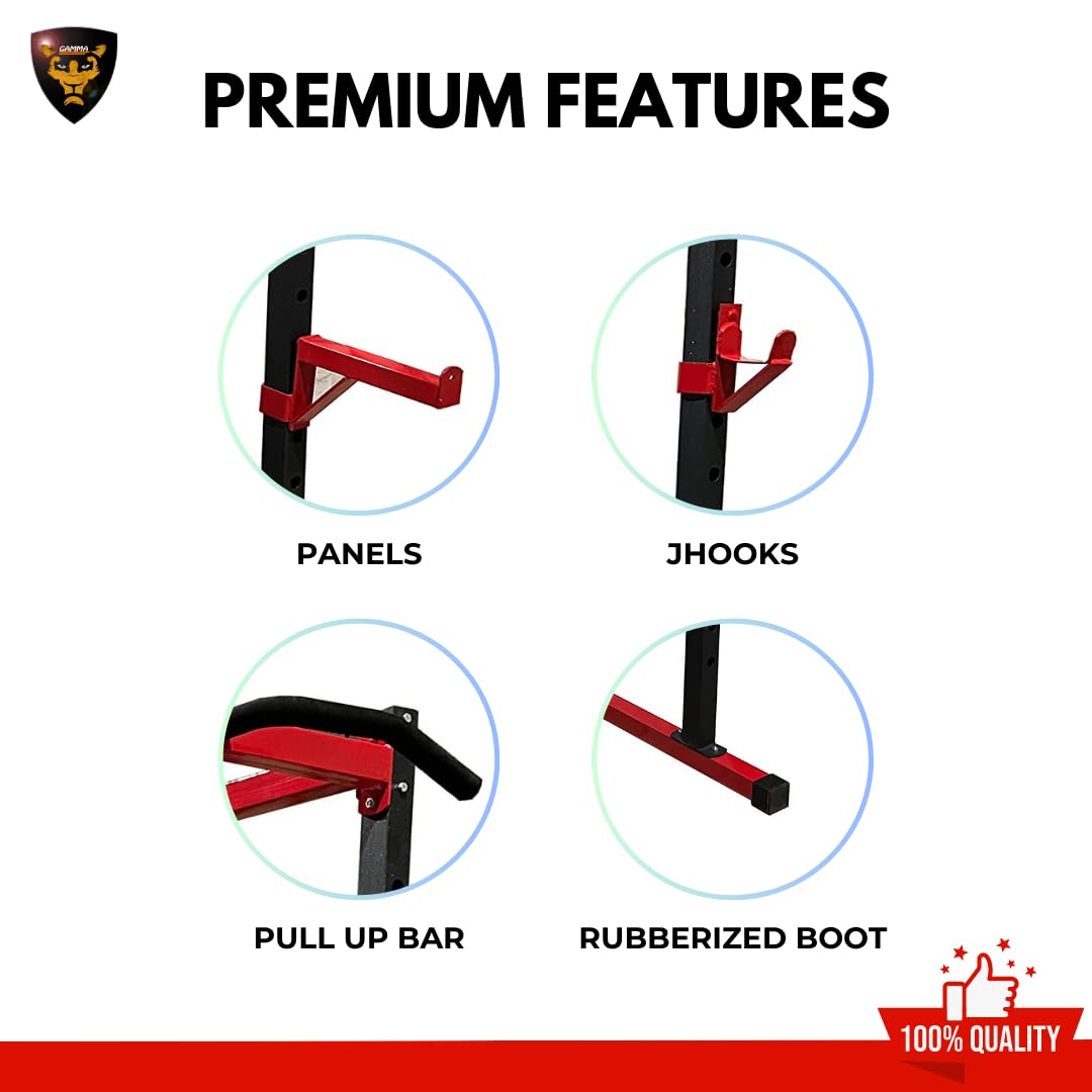 Gamma Fitness PR-04 Power Squat Rack & Adjustable Bench Combo – 800 kg Safety Load, 2.5″ Steel Frame, Laser-Cut Build