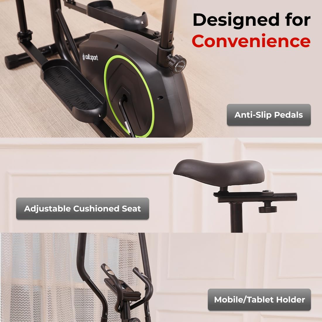 Cult.Sport SmartCross B1 Bluetooth Elliptical Cross Trainer – Magnetic Resistance, 120 kg Capacity, Free Installation
