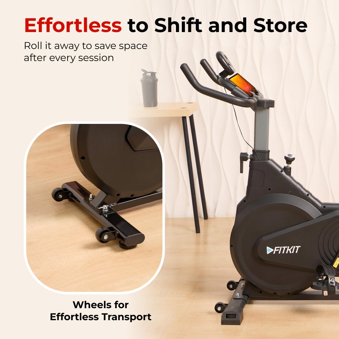 Fitkit by Cult FK7003 Spin Bike – 8 kg Flywheel, Adjustable Brake-Pad Resistance & LCD Monitor