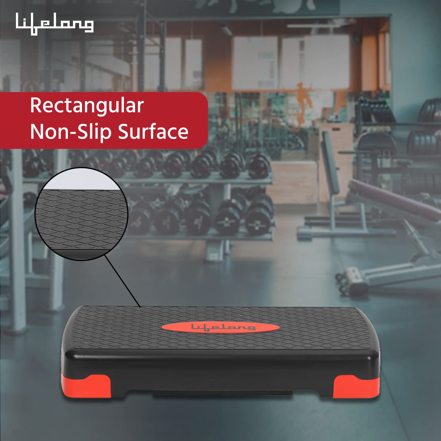 Lifelong Polypropylene Adjustable Aerobic Stepper – 3-Height Fitness Platform (Up to 200 kg)