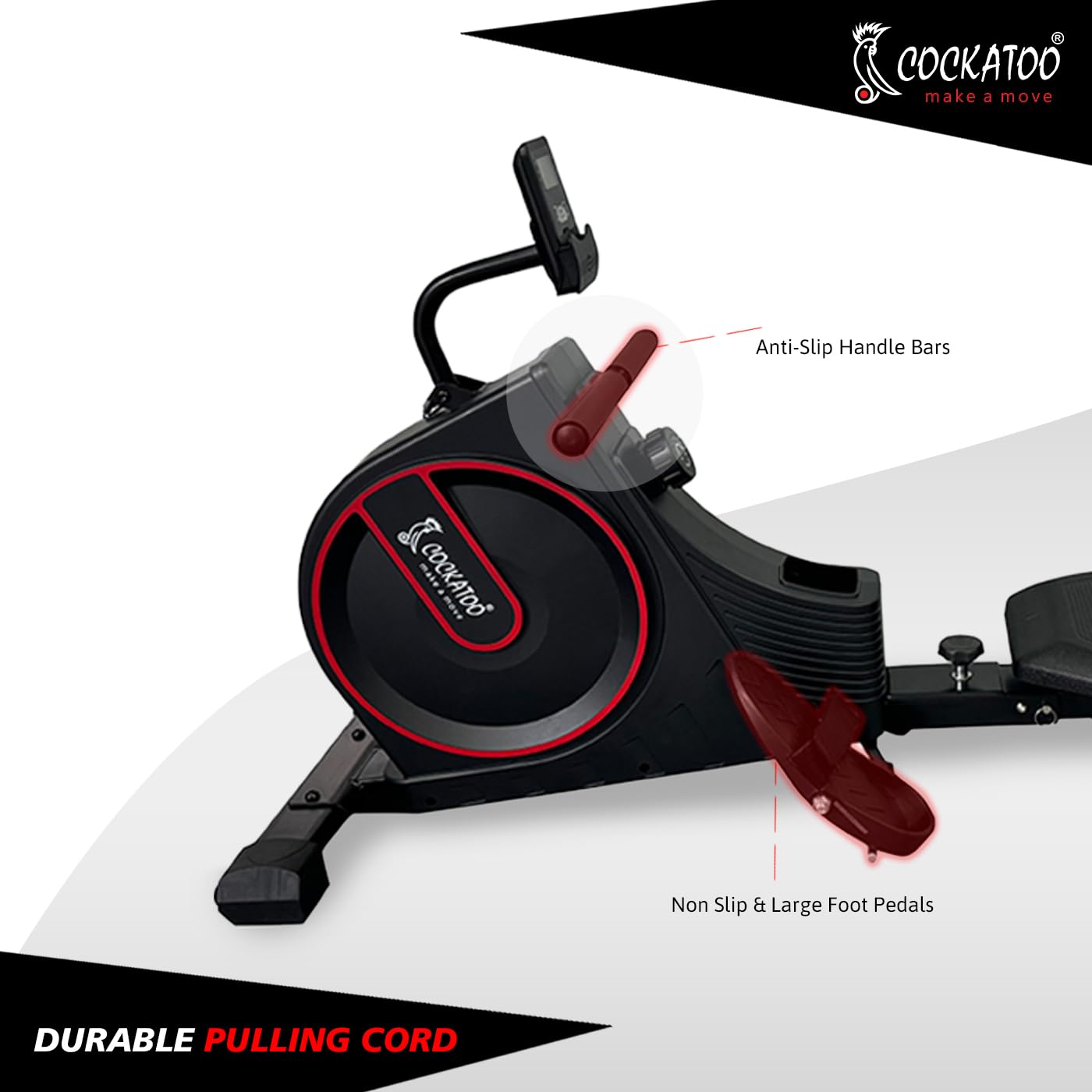 Cockatoo MR01 Magnetic Rower – 2 kg Flywheel, 16-Level Resistance, 110 kg Support