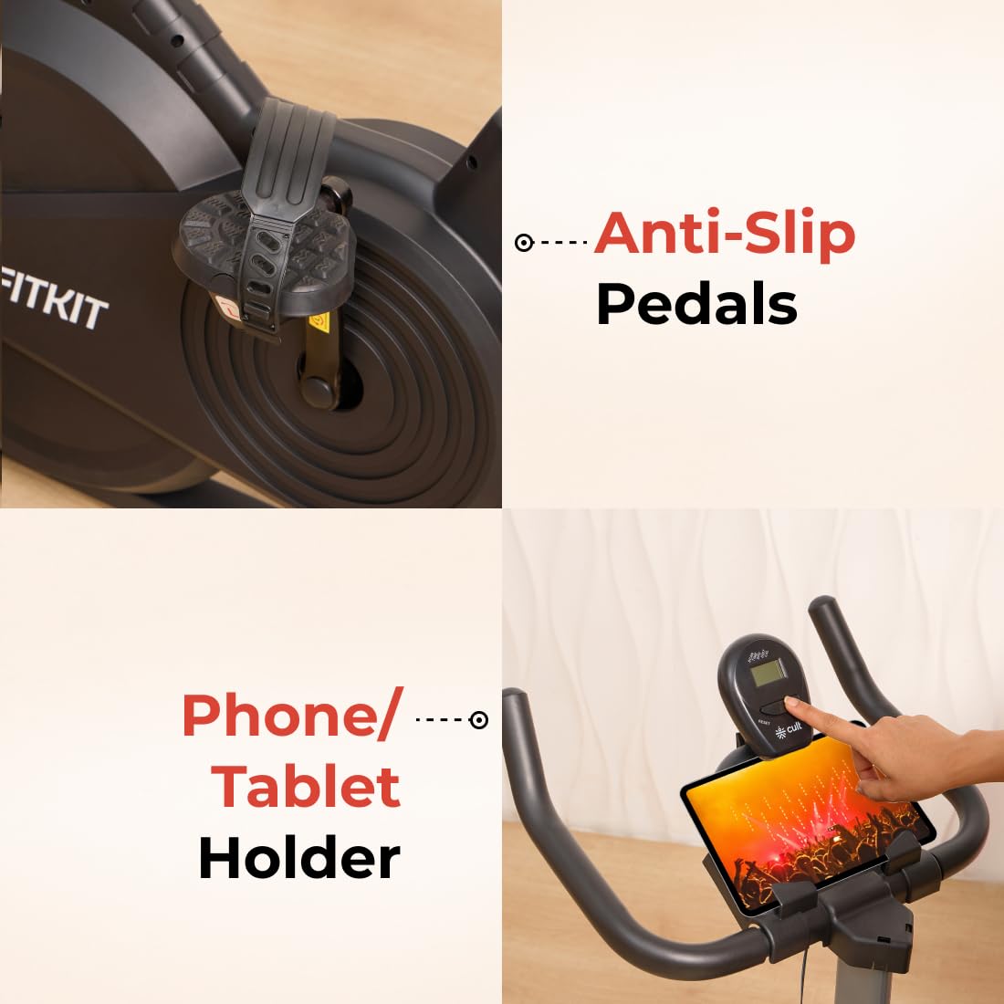 Fitkit by Cult FK7003 Spin Bike – 8 kg Flywheel, Adjustable Brake-Pad Resistance & LCD Monitor