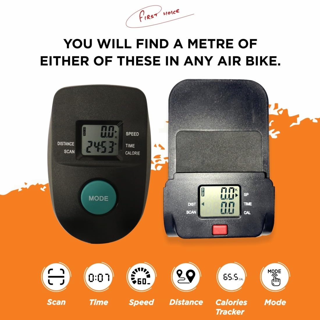 FIRST CHOICE FC-110 BST Air Bike – Moving/Stationary Handles, Back Support, Twister & Adjustable Air Resistance (110 kg Capacity)