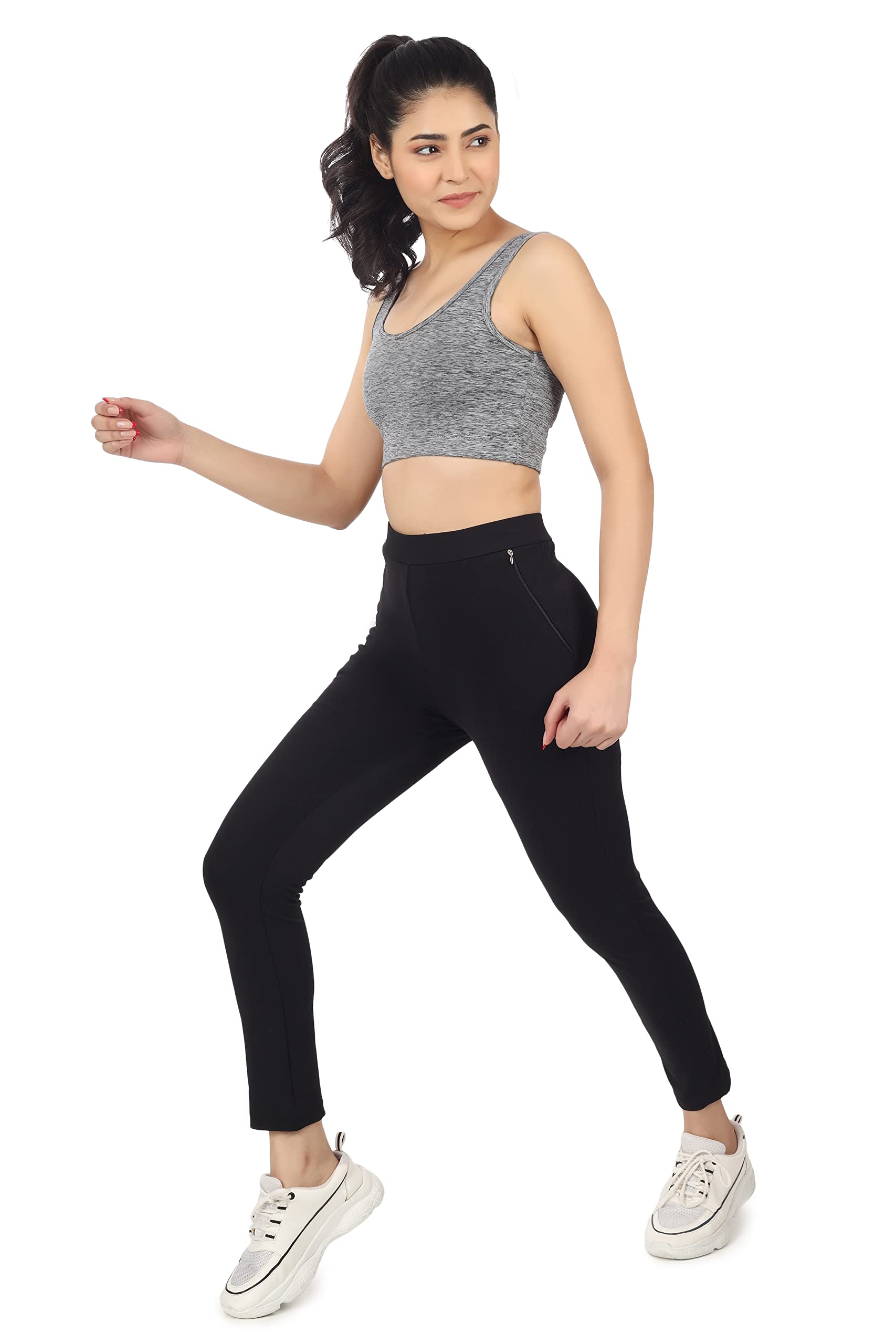 Mehrang High-Waist Stretchable Workout Leggings – 4-Way Flex, Pockets & Compression Fit