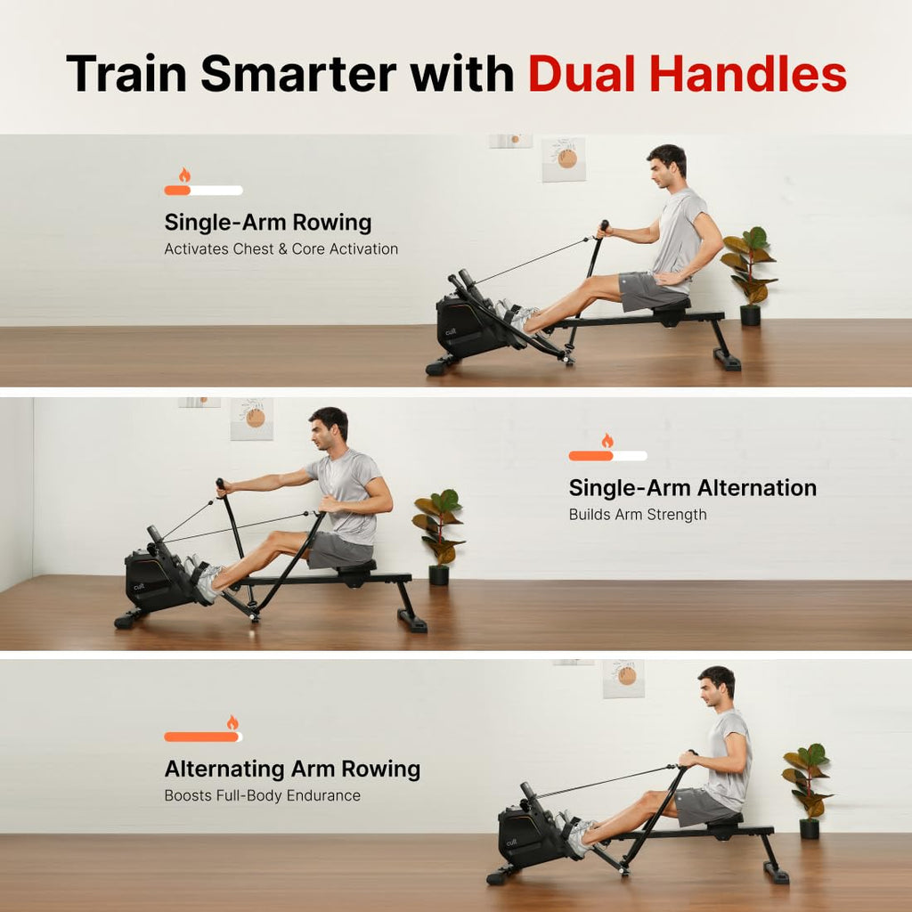 SmartRow DualGlide Full-Motion Magnetic Rower – 360° Rotating Handles, 8-Level Resistance, 120 kg Capacity