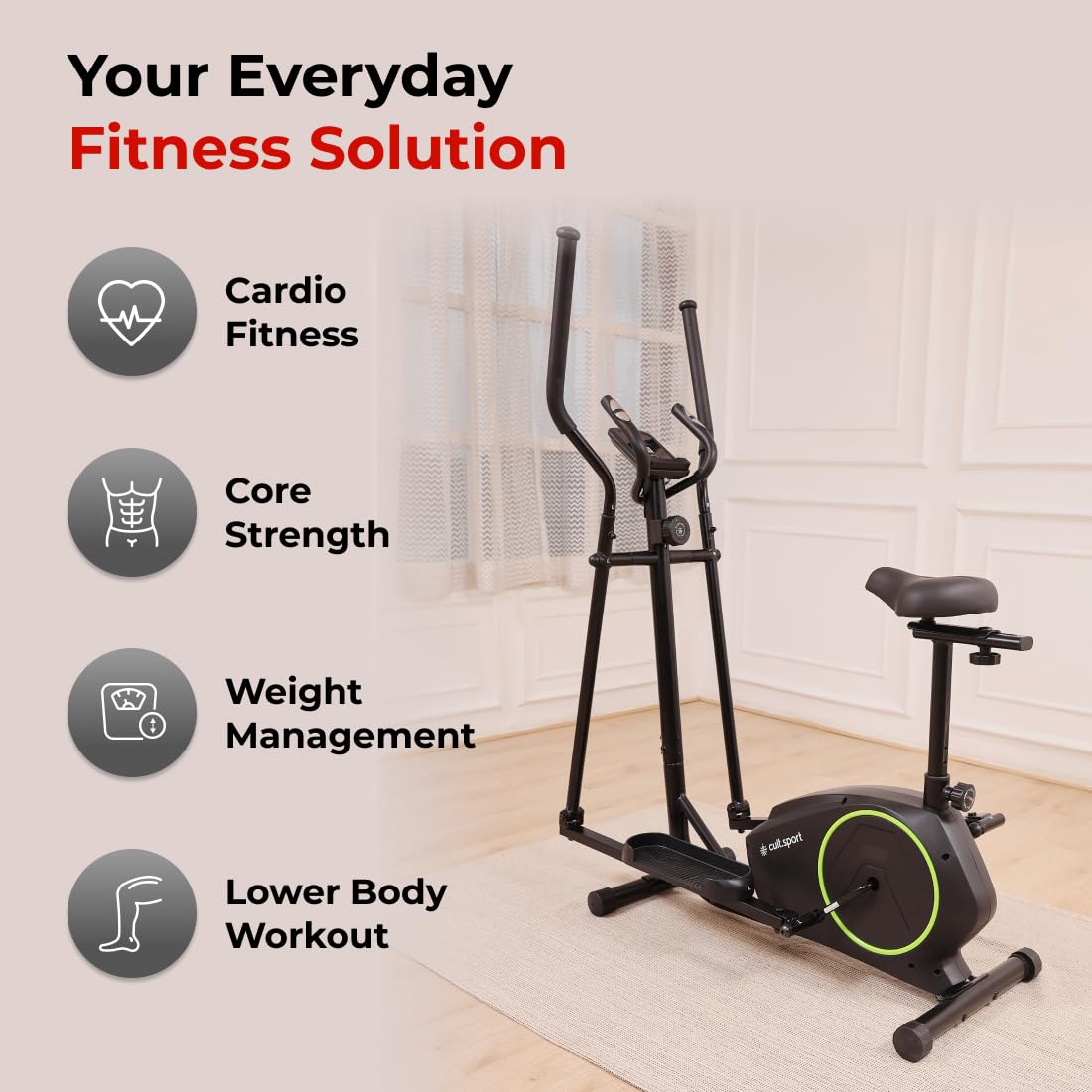 Cult.Sport SmartCross B1 Bluetooth Elliptical Cross Trainer – Magnetic Resistance, 120 kg Capacity, Free Installation