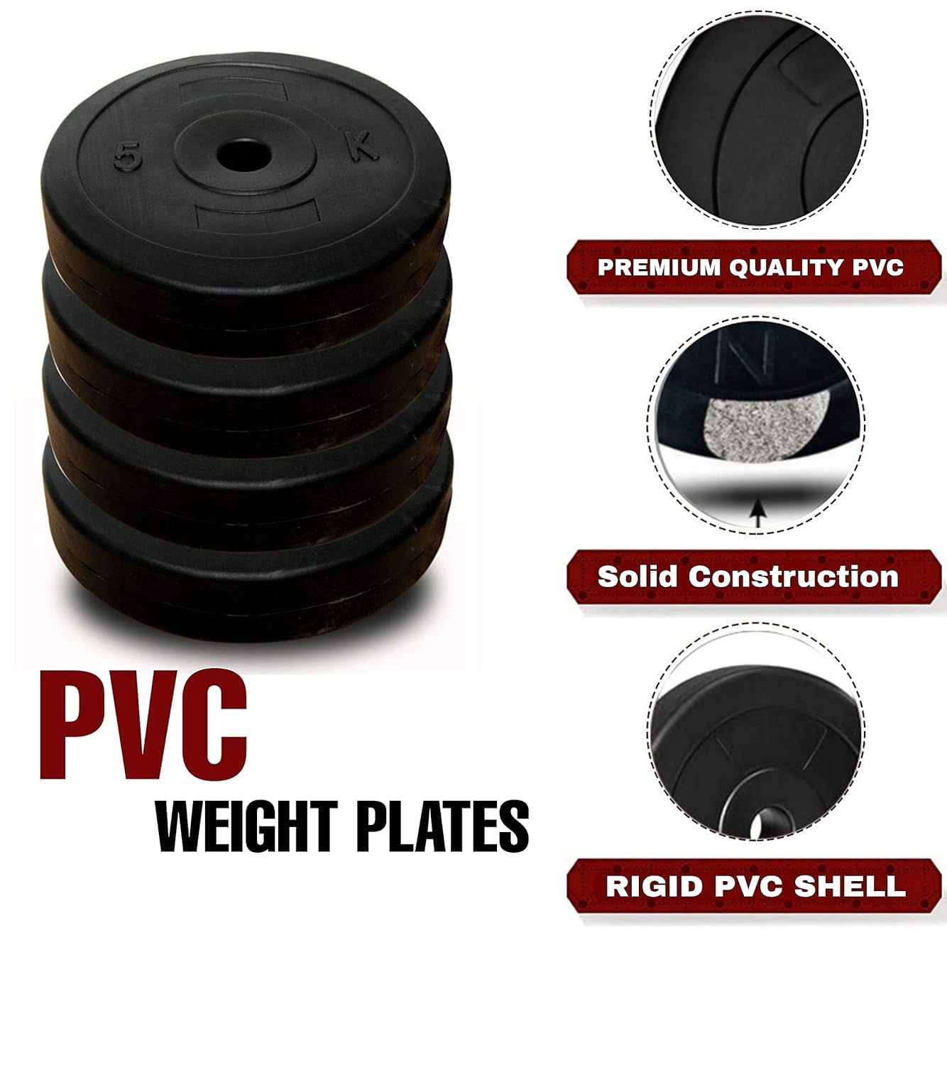 BULLAR Adjustable Home Gym Set – PVC Weight Plates with Straight & Dumbbell Rods (8–20 kg)