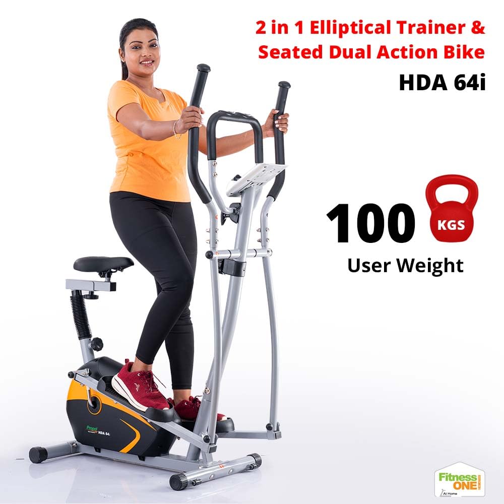 FitnessOne Propel HDA 64i – 2-in-1 Elliptical & Seated Cross Trainer | 8-Level Magnetic, 100 kg Capacity
