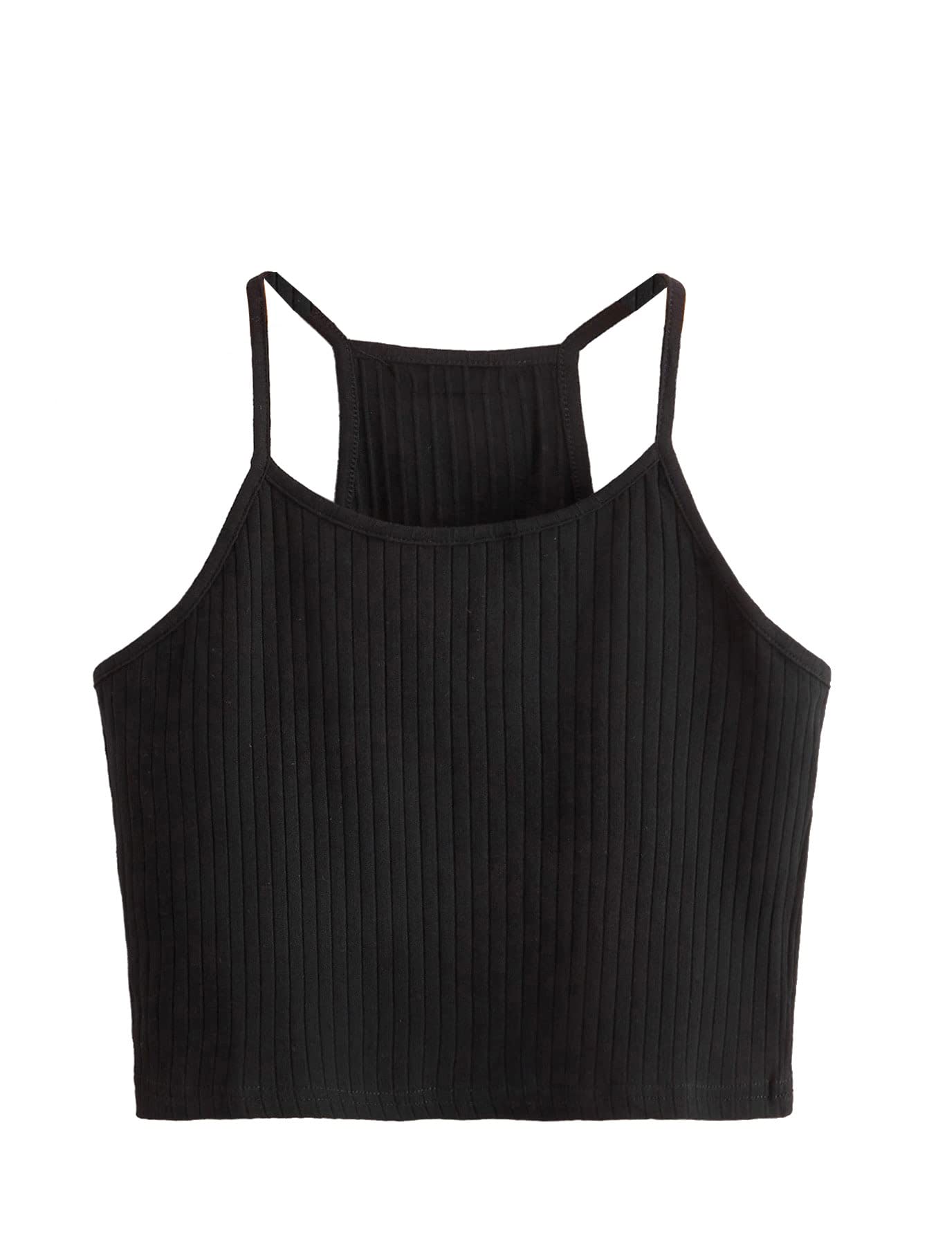 Aahwan Solid Black Racerback Ribbed Slim Fit Tank Top – Women's & Girls (Model 208, Size S)