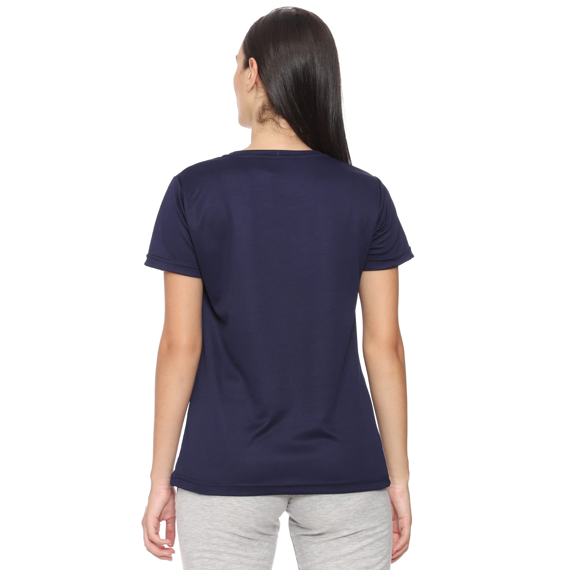 Urban Komfort Women's Navy Blue Split-Back Workout T-Shirt – Size 2XL
