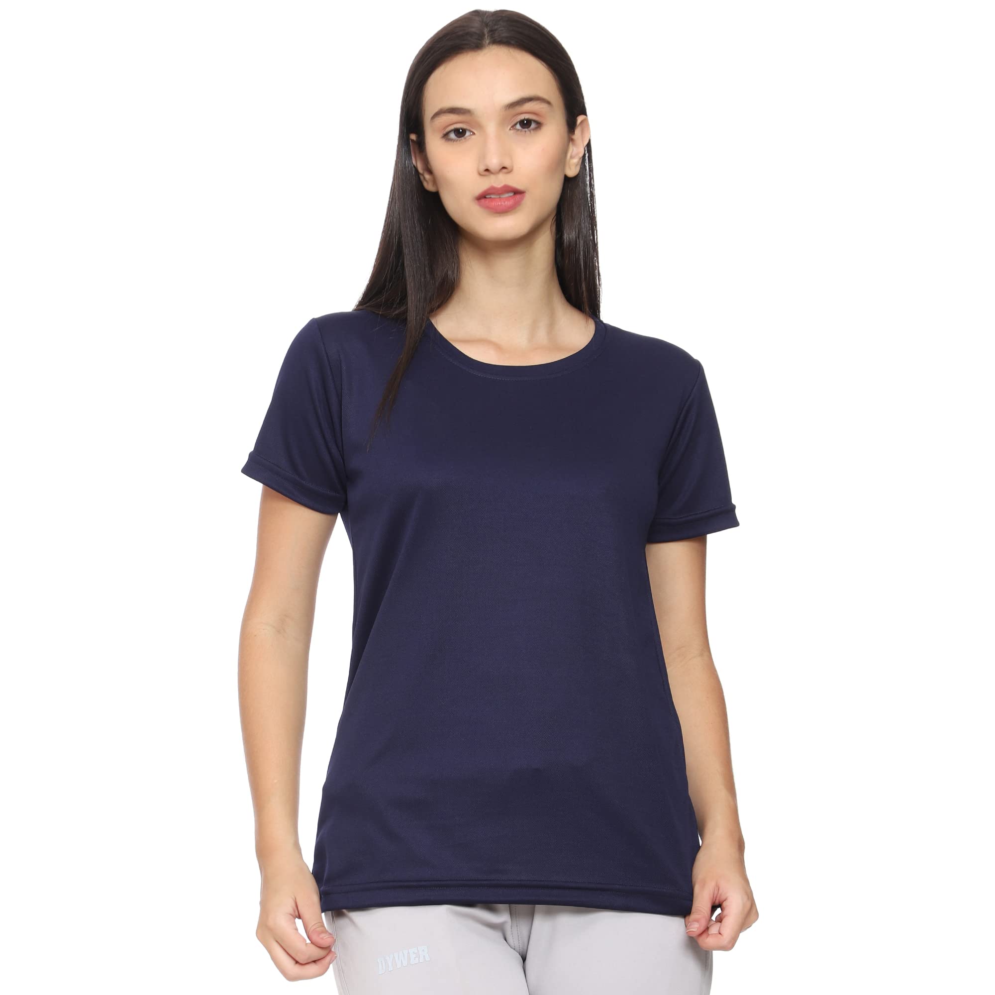 Urban Komfort Women's Navy Blue Split-Back Workout T-Shirt – Size 2XL